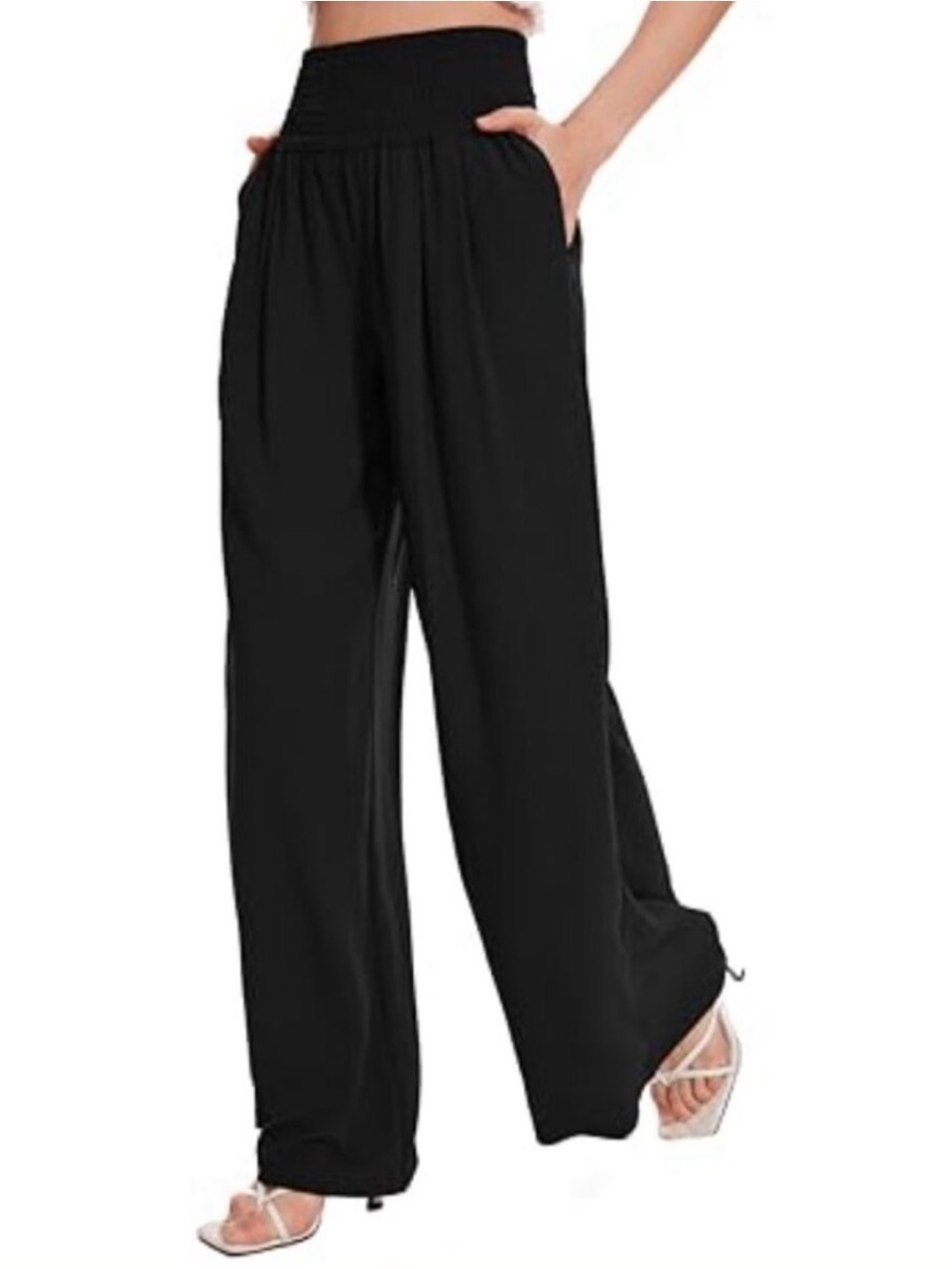 Soft Surroundings Black High-Waist Wide-Leg Palazzo Pants